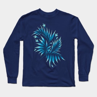 Waikiki Palm - Petrol Blue Long Sleeve T-Shirt